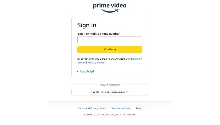 Amazon login page