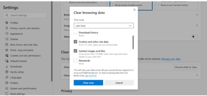 Clear Browser Cookies