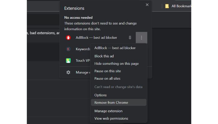 Remove from Chrome
