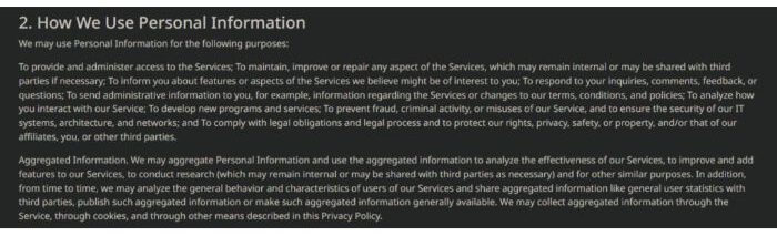 personal information