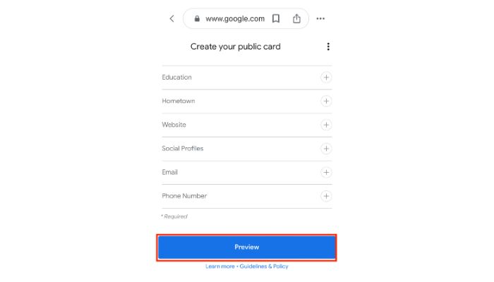 create a public card details