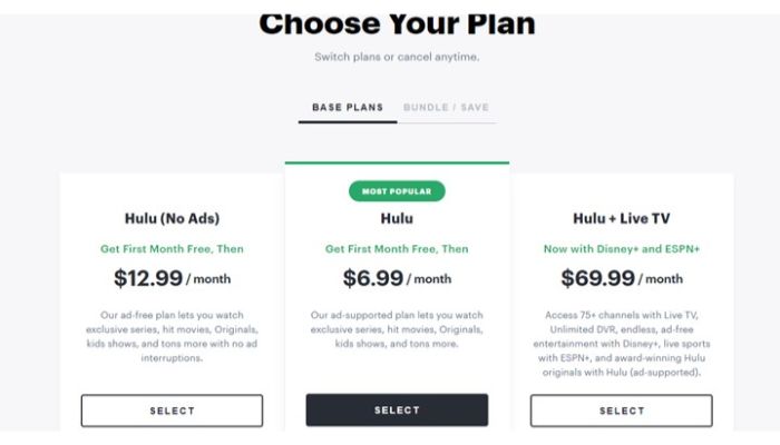 hulu pricing tv