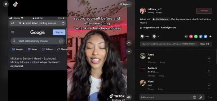 mickey mouse death tik tok