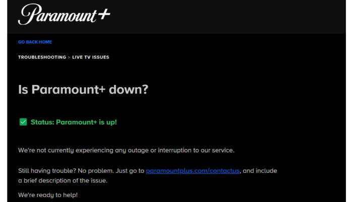 Check the Paramount+ Status Page