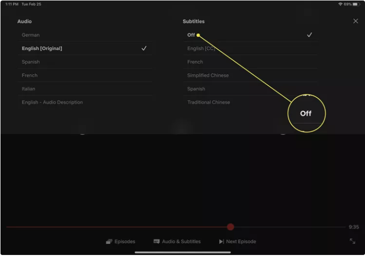 Turn Off Subtitles on Netflix Using an iOS Device