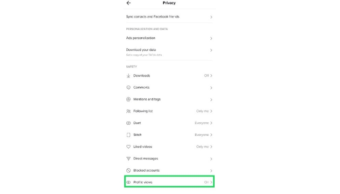 Profile view on tiktok