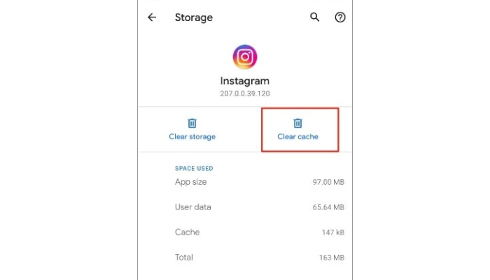 clear Instagram cache