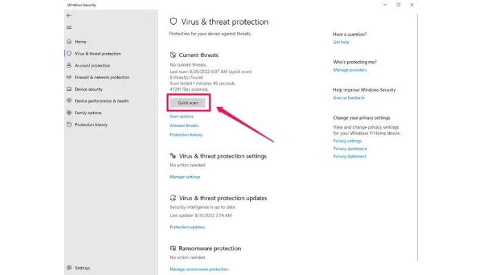 Check for Virus and Malware