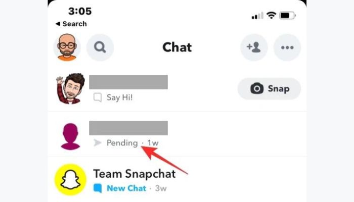 Pending signal on Snapchat