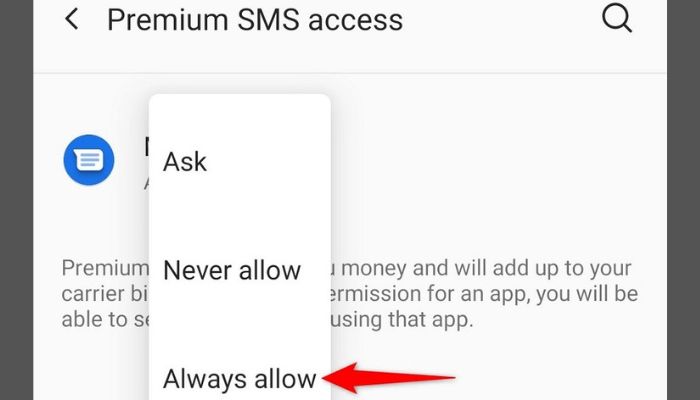 Enable Premium SMS