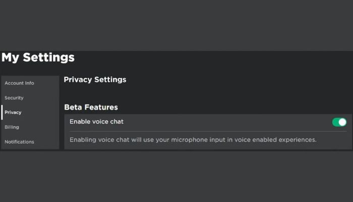 Enable Voice Chat toggle