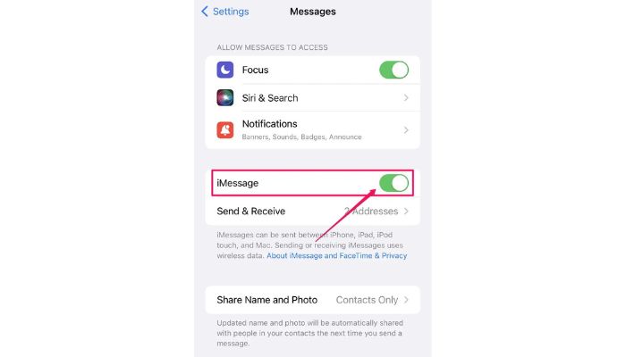 Enable iMessage On Your Device