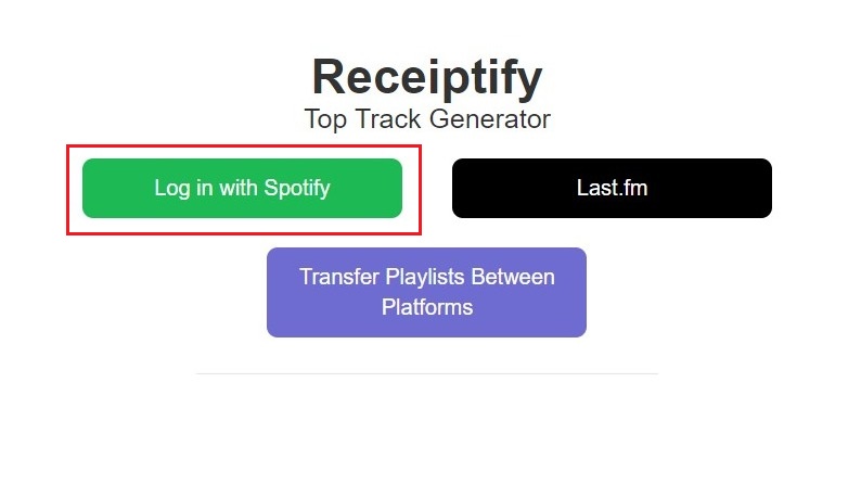 Login with Spotify to make your receipt