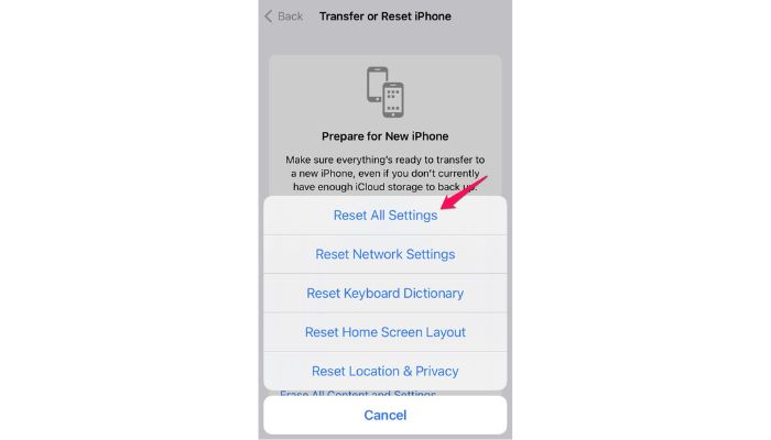 Reset All Settings