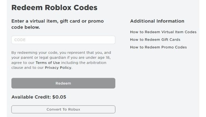 Roblox codes