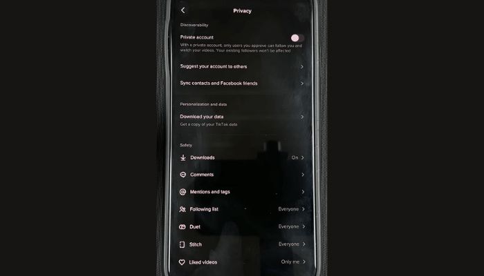 privacy tiktok