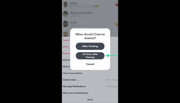 snapchat delete options