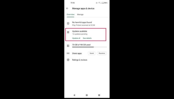updates available android