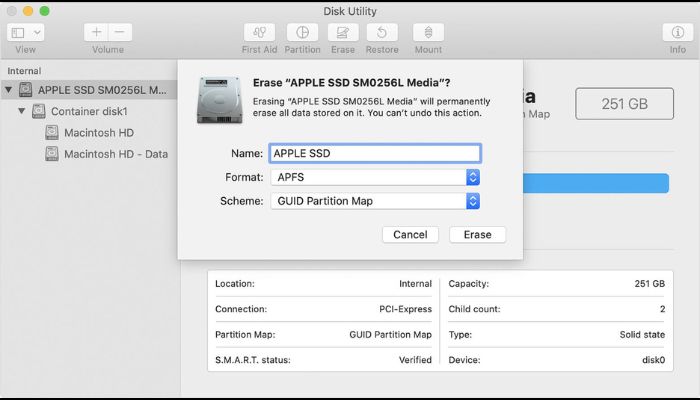 Erase disk utility mac