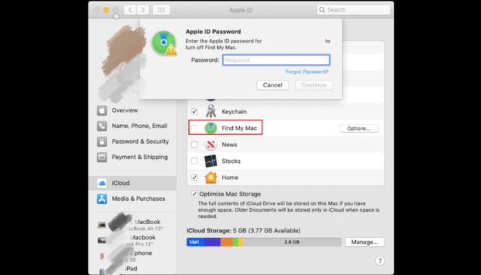 find my mac turned off