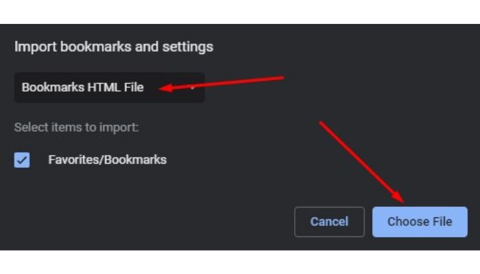 Choose Bookmarks File