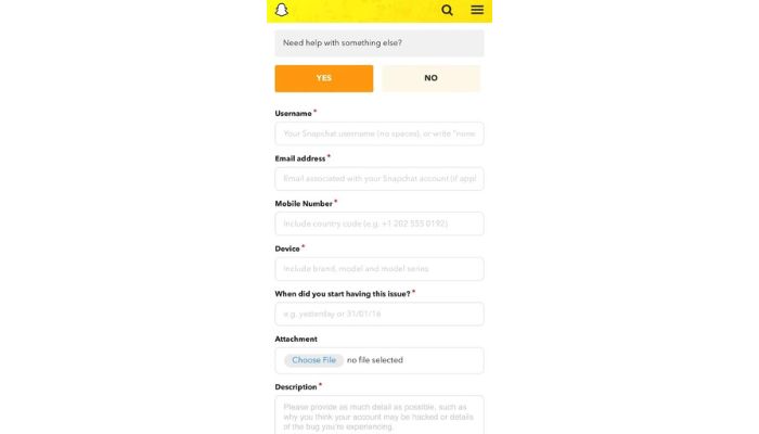 Snapchat Account signup