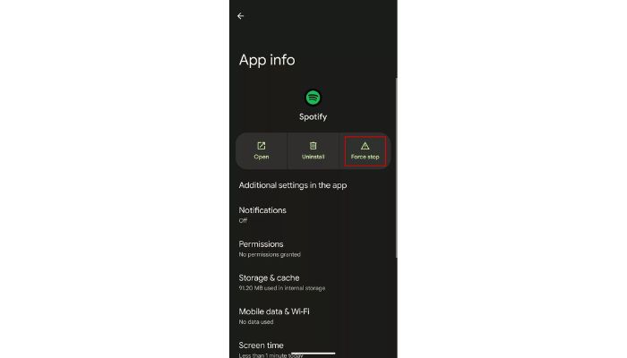 Spotify Force Stop