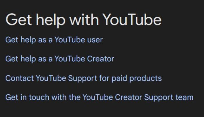 YouTube Support