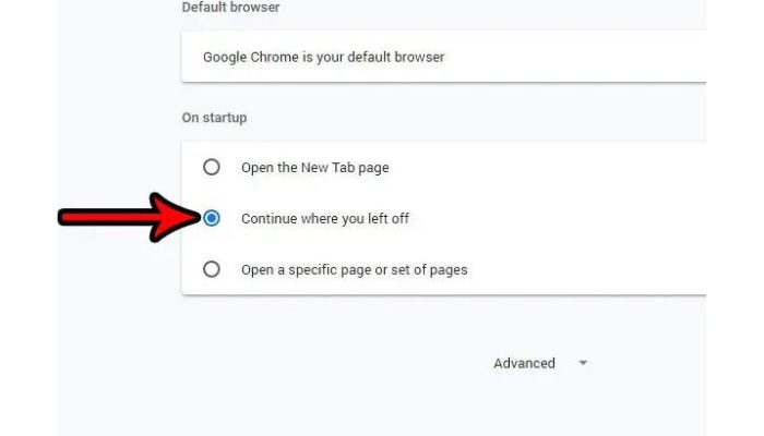 chrome continue where you left off