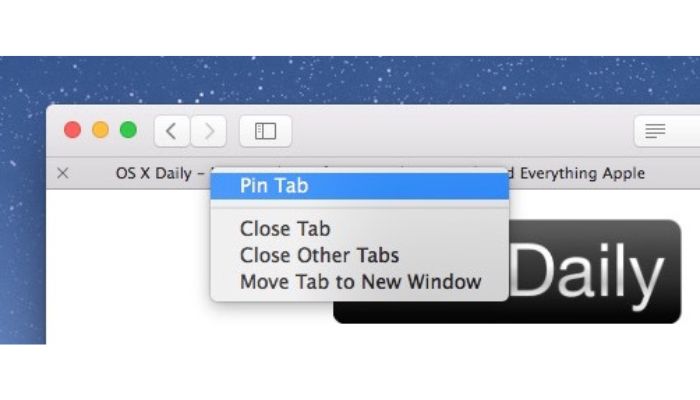safari pin tab