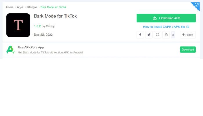 Dark Mode For TikTok Apk