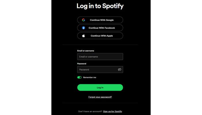 Log In To Spotify Using Social Media