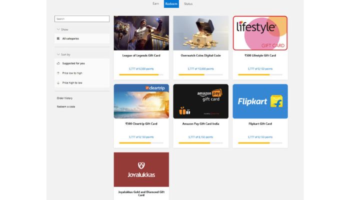 Microsoft Rewards Redeem