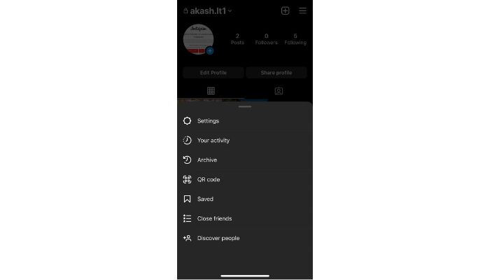 Select Settings Instagram