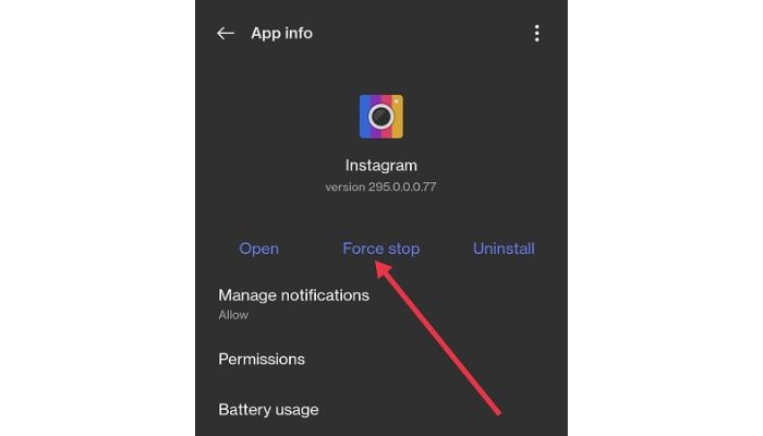 Instagram Force Stop