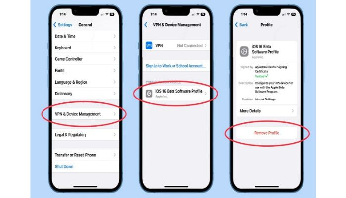 Remove iOS Beta Profile from moblie