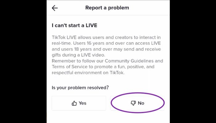 tiktok live problem