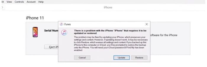 ituens restore option iphone