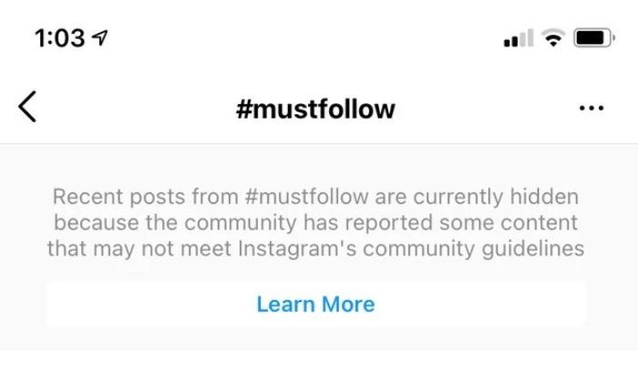 Banned hashtags