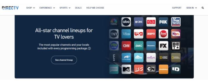 DirecTV channel lineup